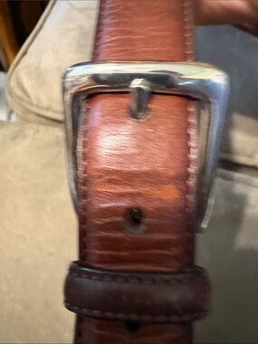 Charles Tyrwhitt Brown Leather Belt with Silver Buckle